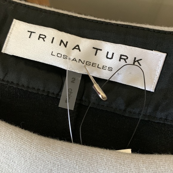 Trina Turk Key hole Shift Black Grey Dress Casual Cocktail Small - Picture 7 of 8